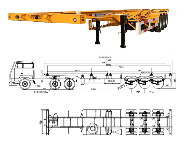 Tri Axe 40 ft Shipping Container Chassis Trailer for sale in Jamaica