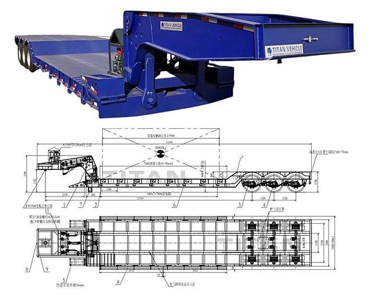 3 Axle 60 Ton Hydraulic Lowboy Removable Gooseneck Trailer for Sale in Jamaica