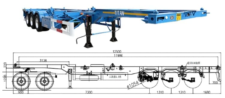 40 Ft 60 T Container Chassis Trailer for Sale in Jamaica